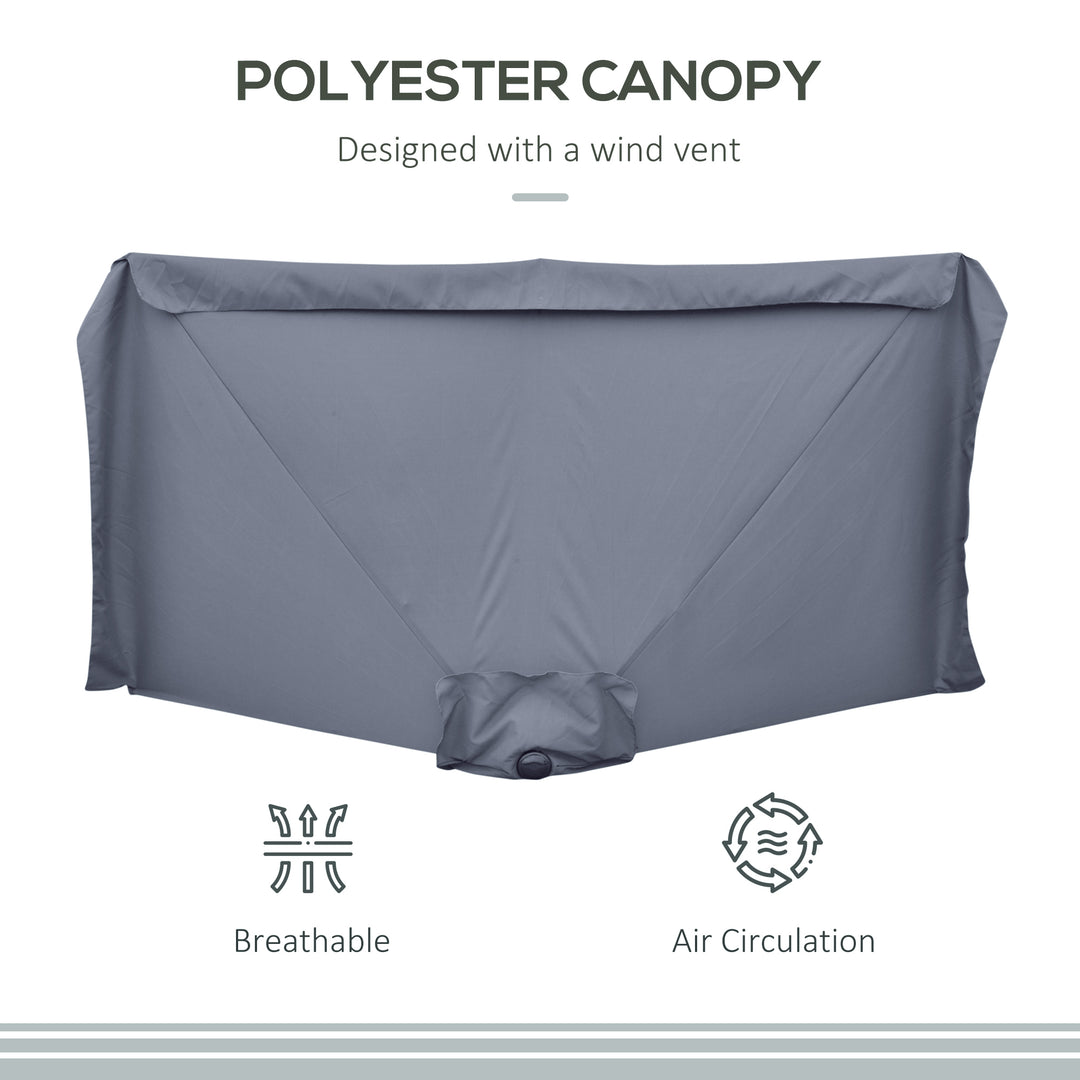 MCL 2.3m Half Parasol Semi Round Umbrella Patio Metal Frame Crank Handle for Balcony-- NO BASE INCLUDED, Grey