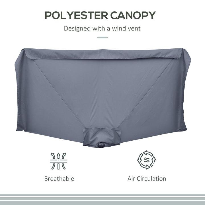 MCL 2.3m Half Parasol Semi Round Umbrella Patio Metal Frame Crank Handle for Balcony-- NO BASE INCLUDED, Grey