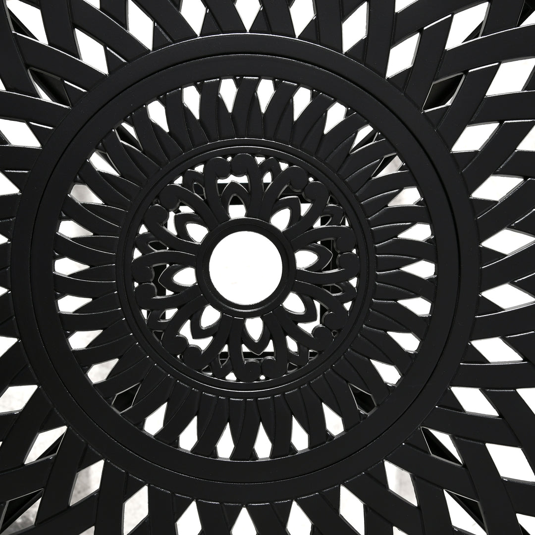 MCL 78 cm Round Garden Dining Table with Parasol Hole Antique Cast Aluminium Outdoor Table Only, Black