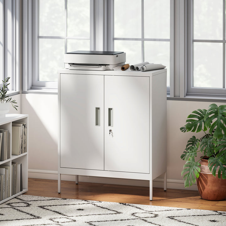 Metal Storage Cabinet with Lock and Adjustable Shelves