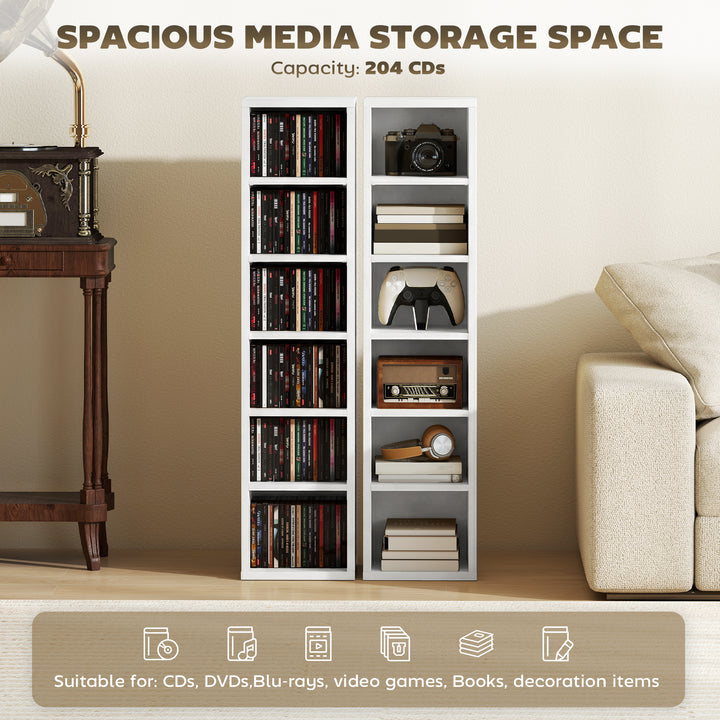 Set of 2 CD Media Display Shelf Unit Tower Rack with Adjustable Shelve