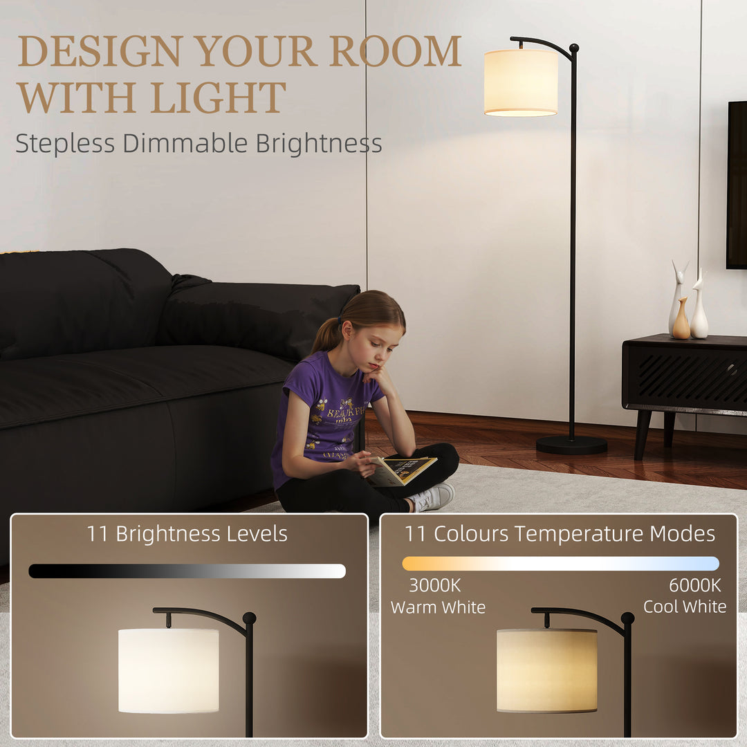 LED Floor Lamp, Stepless Dimmable Reading Standing Lamp with Magnetic Remote Control and 11 Colours Temperature & 11 Brightness Levels, 60 Min Timer for Living Room, Bedroom, Office, Black