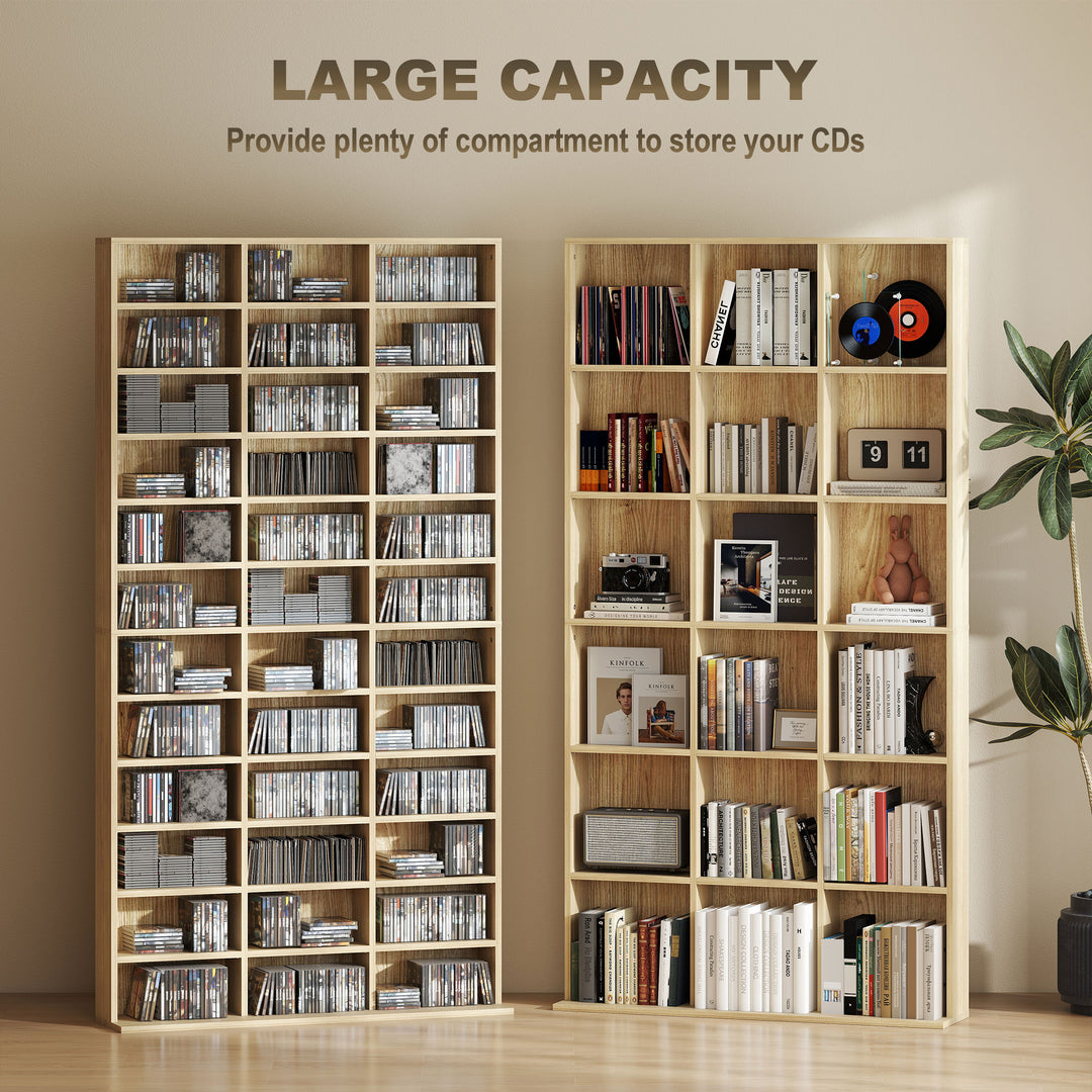 CD Storage Unit with Adjustable Shelves, 102 x 195 cm, Oak Tone