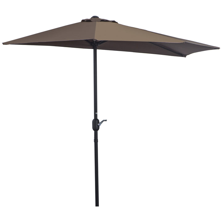 MCL 2.7m Balcony Half Parasol Garden Outdoor Umbrella 5 Steel Ribs - Brown