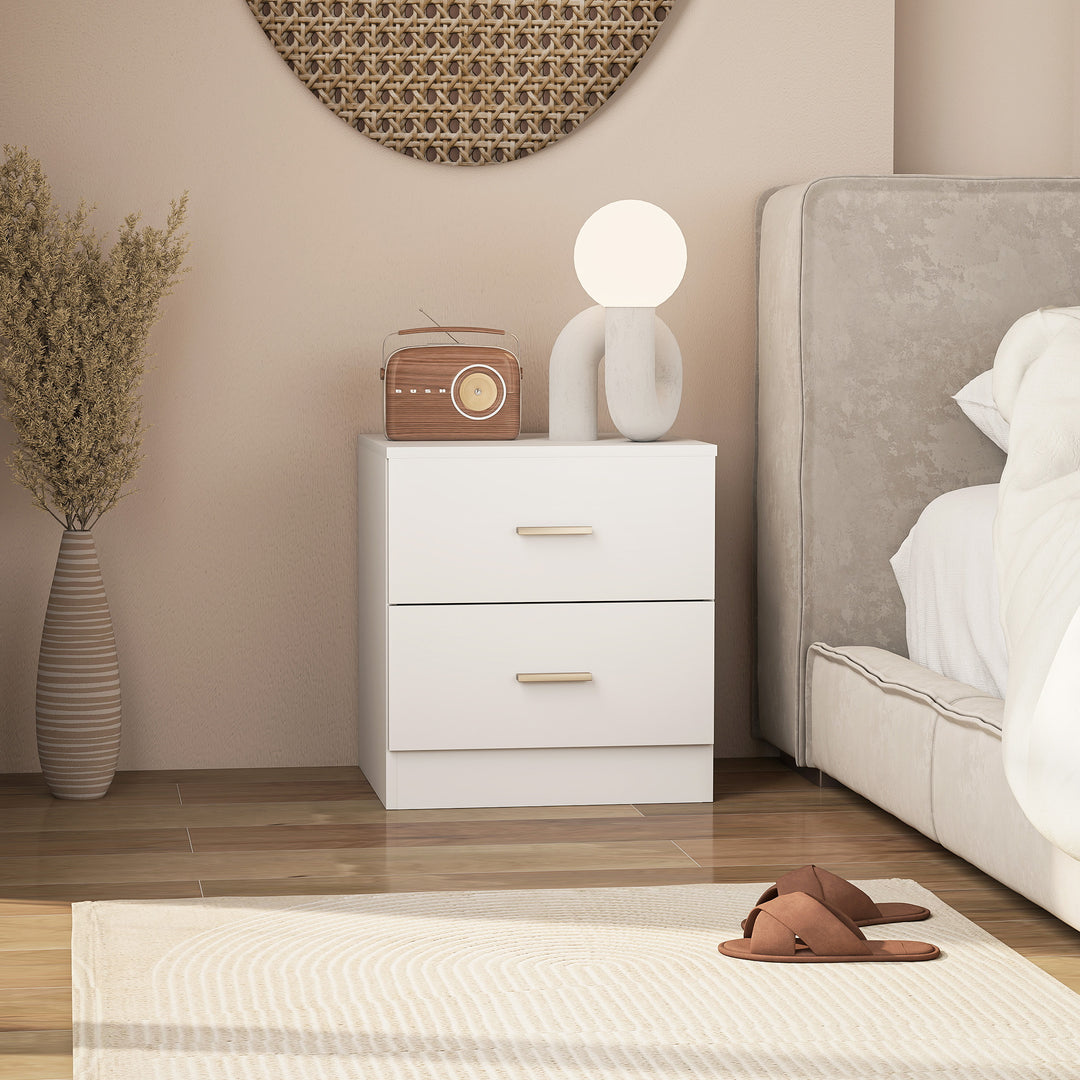 Bedside Table with 2 Drawers, Modern Nightstand, Cabinet Drawers Side Storage Unit for Bedroom, Living Room