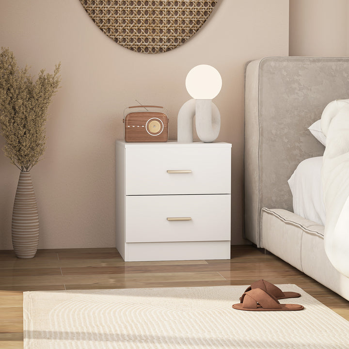 Bedside Table with 2 Drawers, Modern Nightstand, Cabinet Drawers Side Storage Unit for Bedroom, Living Room