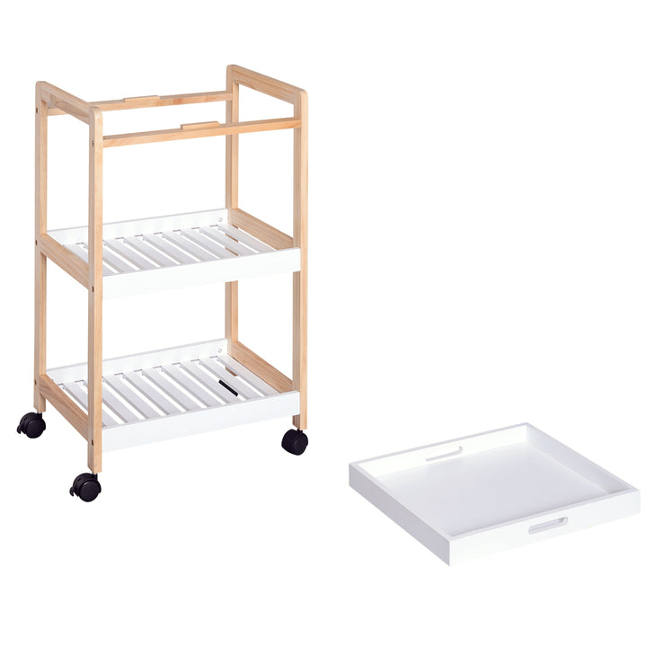 3-Tier Mobile Kitchen Trolley Cart Storage Shelves Rack Rolling Wheels White 46 x 35 x 74.5 cm
