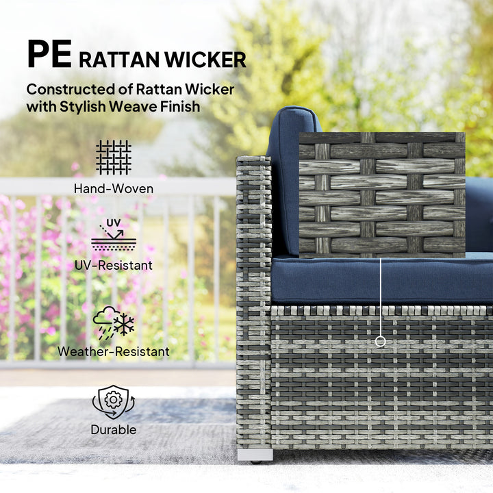 8 Pieces PE Rattan Corner Sofa Set, Outdoor Garden Furniture Set, Pati