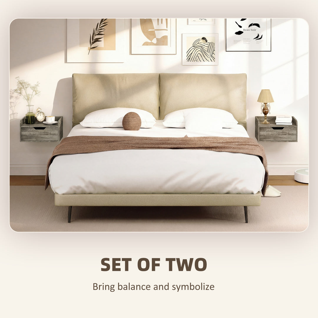 Floating Nightstands Set of 2, Wall Mounted Bedside Table with Drawer 