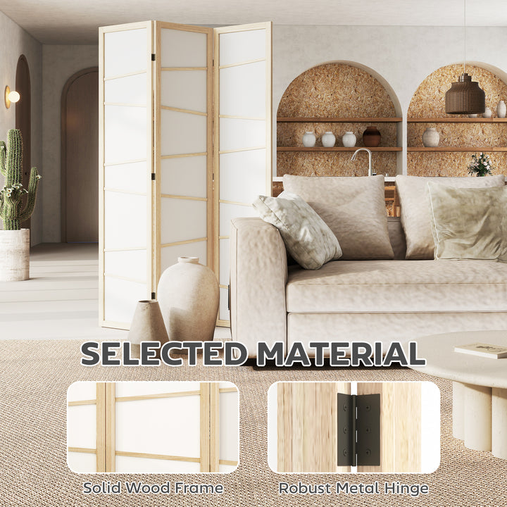 Wooden Folding Privacy Screen, 3 Panel Room Divider for Bedroom, Natur