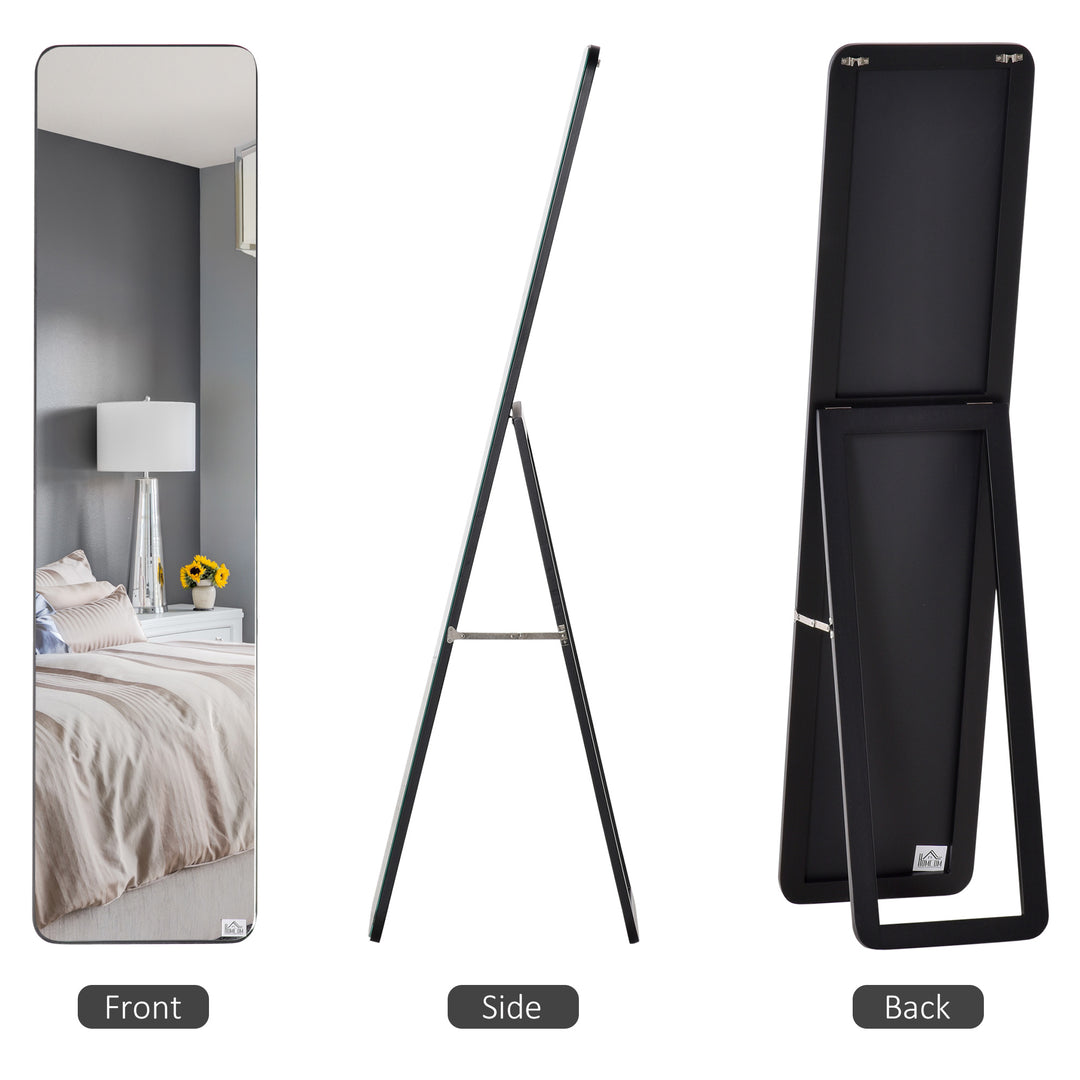 MCL Full Length Mirror, 156 x 37 cm Rectangular Full Body Mirror with Stand, Floor Standing, Hanging or Leaning Against Wall for Bedroom Cloakroom, Black