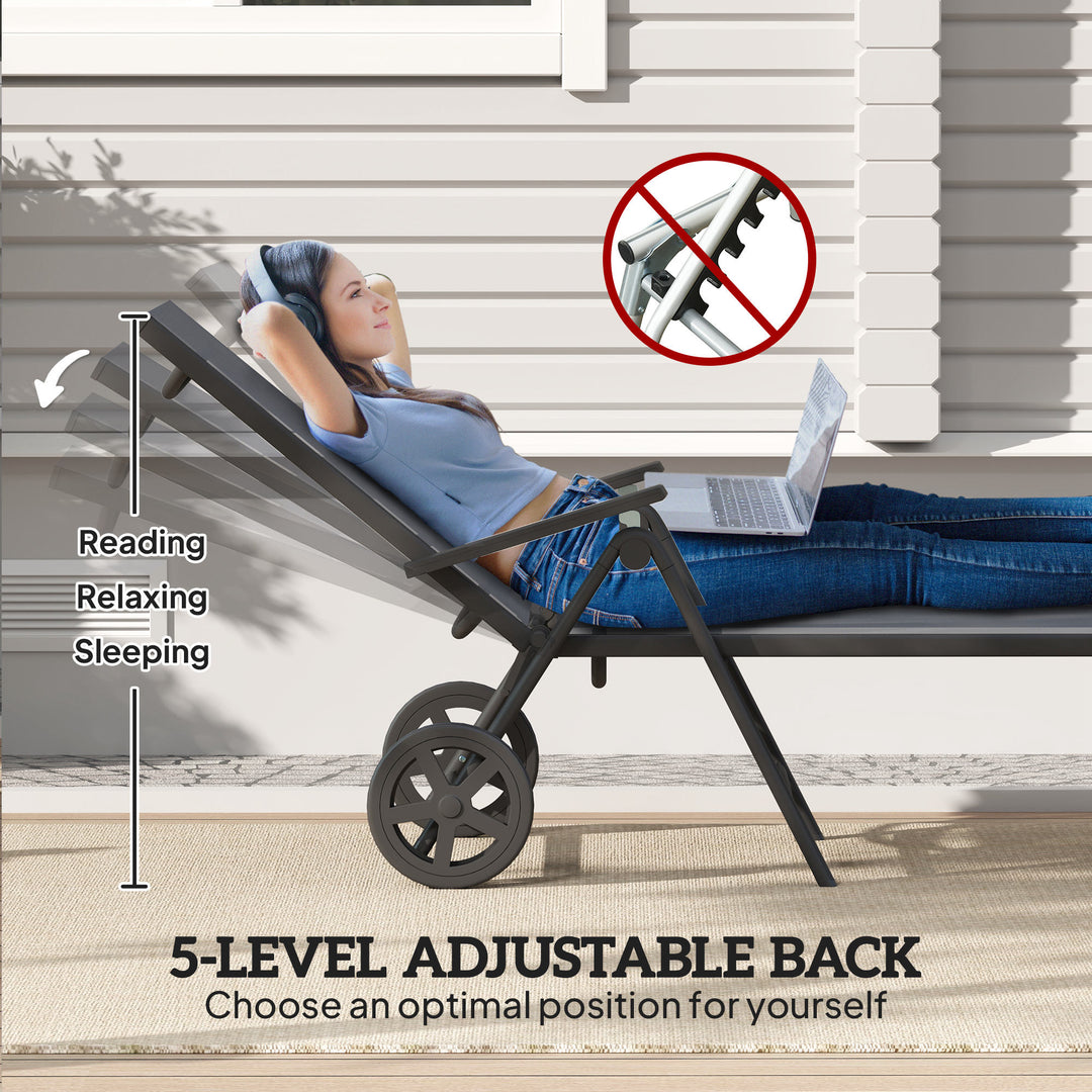 Five-Position Reclining Sun Lounger - Grey