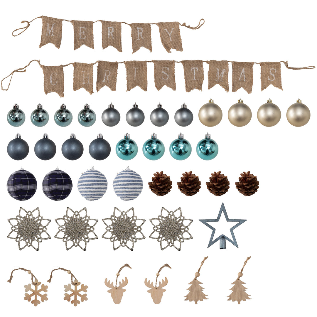 5ft Pre-Lit Xmas Tree with Decorations, Green, Blue and Warm White