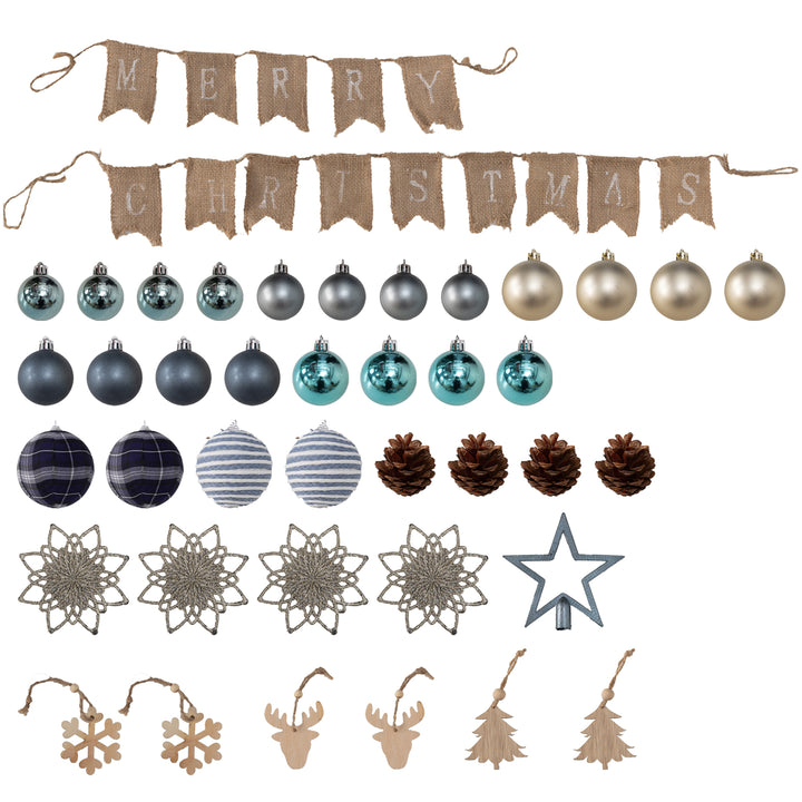 5ft Pre-Lit Xmas Tree with Decorations, Green, Blue and Warm White