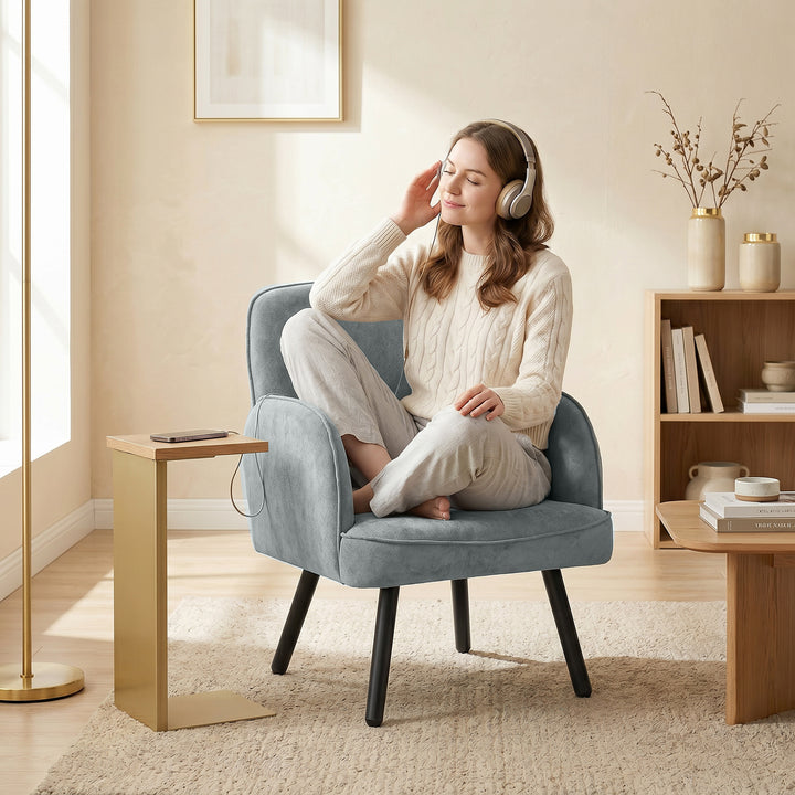 Lounge Chair Velvet Upholstered Armchair with Spring Cushion for Livin