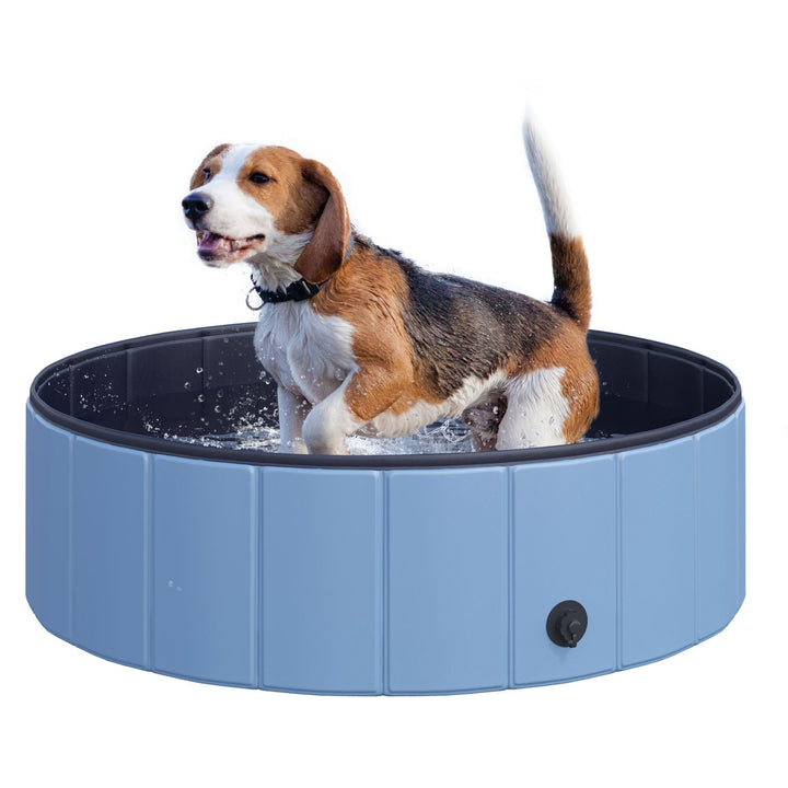 Pawhut Durable Pet Swimming Pool, Non-Slip, Easy Setup, Portable, Blue, Φ100x30H cm | Aosom UK