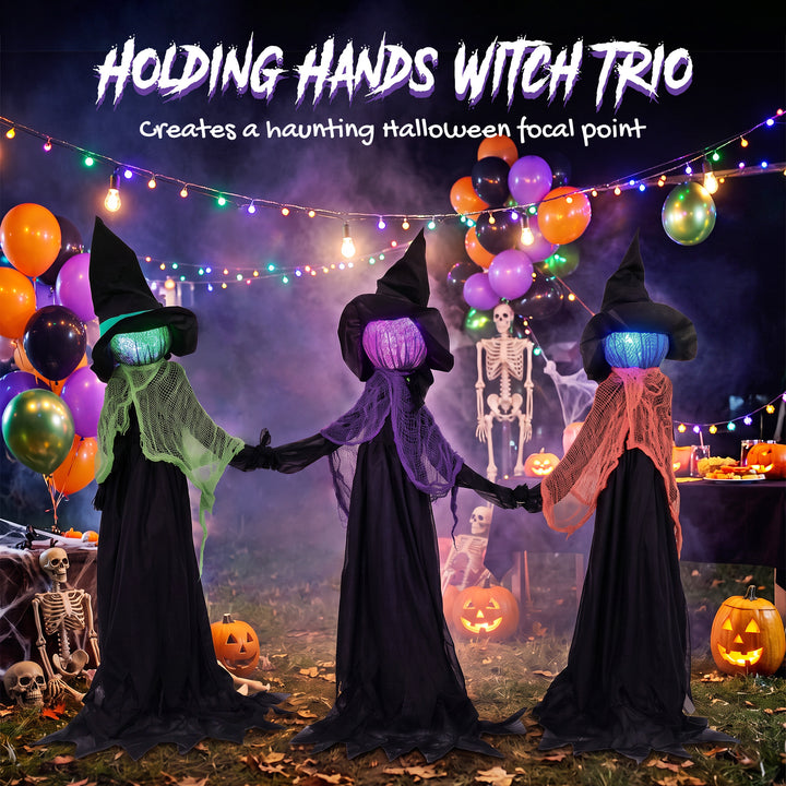 120cm Witches Holding Hands Halloween Decorations Outdoor Indoor, Scar