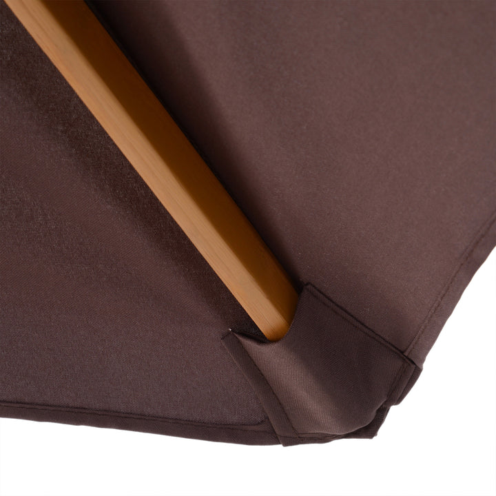 2.5m Wood Garden Parasol Sun Shade Patio Outdoor Wooden Umbrella Canopy Coffee
