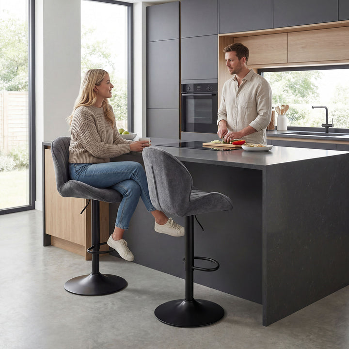 Bar Stools Set of 2, Swivel Barstools with Back, Adjustable Height and