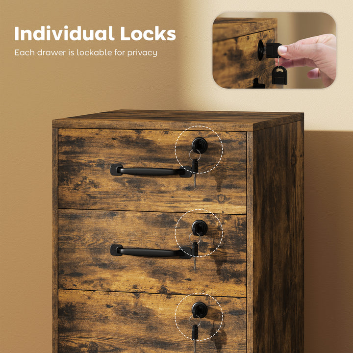 Three Drawer Wood-Effect Filing Cabinet