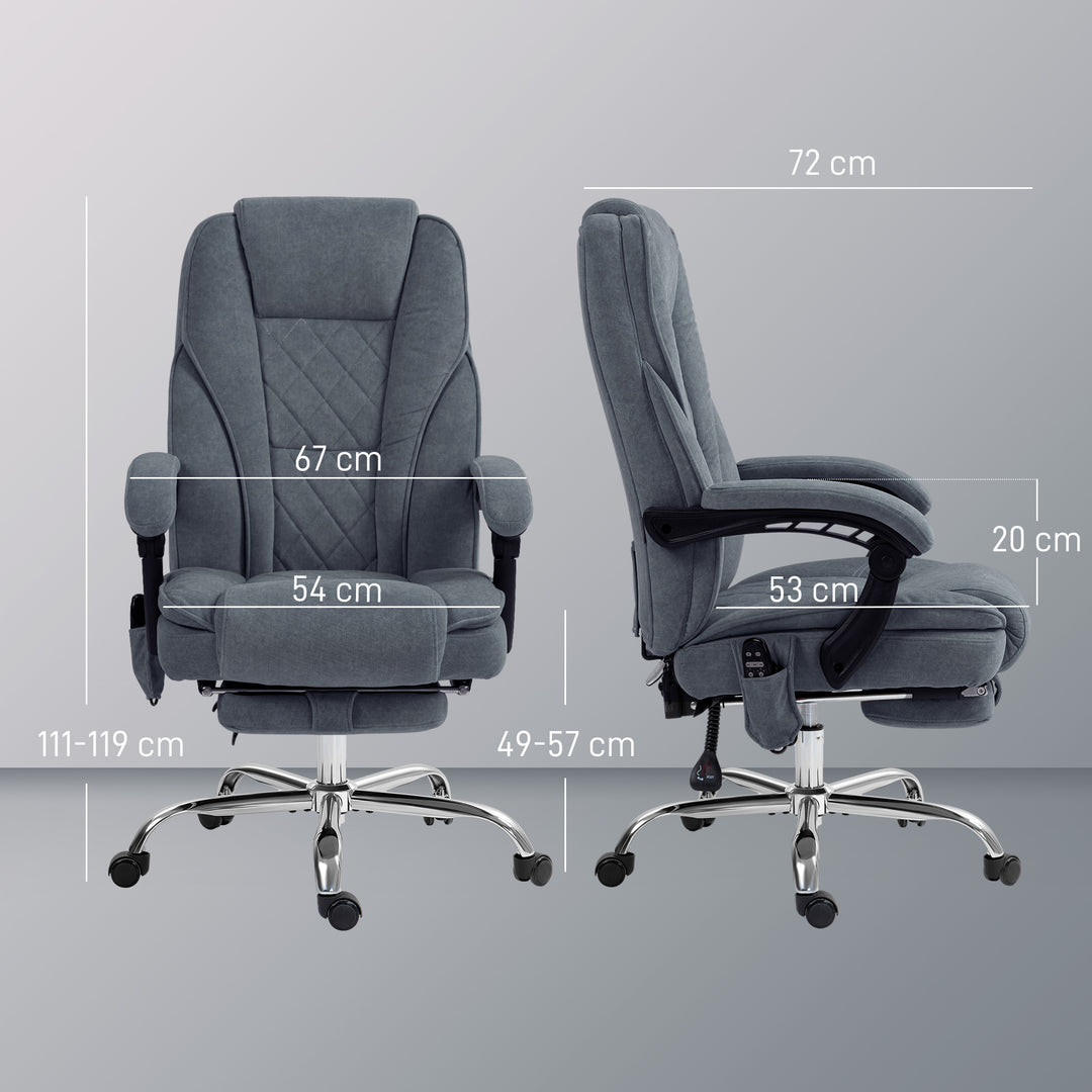 Massage Office Chair, Heated Reclining Computer Chair with Adjustable Height and Footrest, Dark Grey