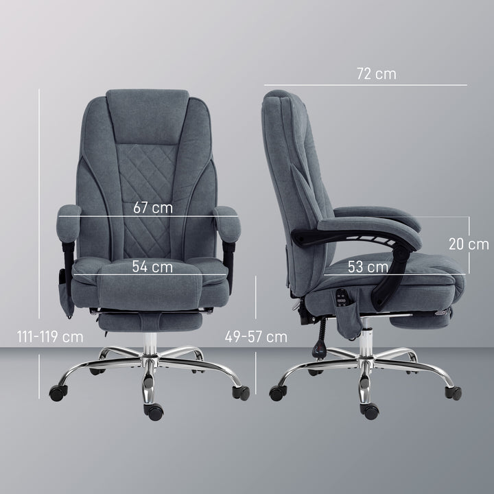 Massage Office Chair, Heated Reclining Computer Chair with Adjustable Height and Footrest, Dark Grey
