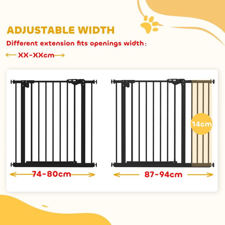 Adjustable Safety Gate w/ One Extensions, Four Adjustable Screws, Blac