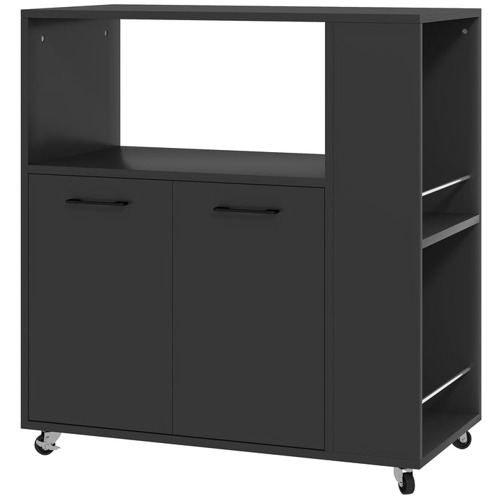 Kitchen Trolley on Wheels, Rolling Kitchen Island Cart with 2-Door Cab