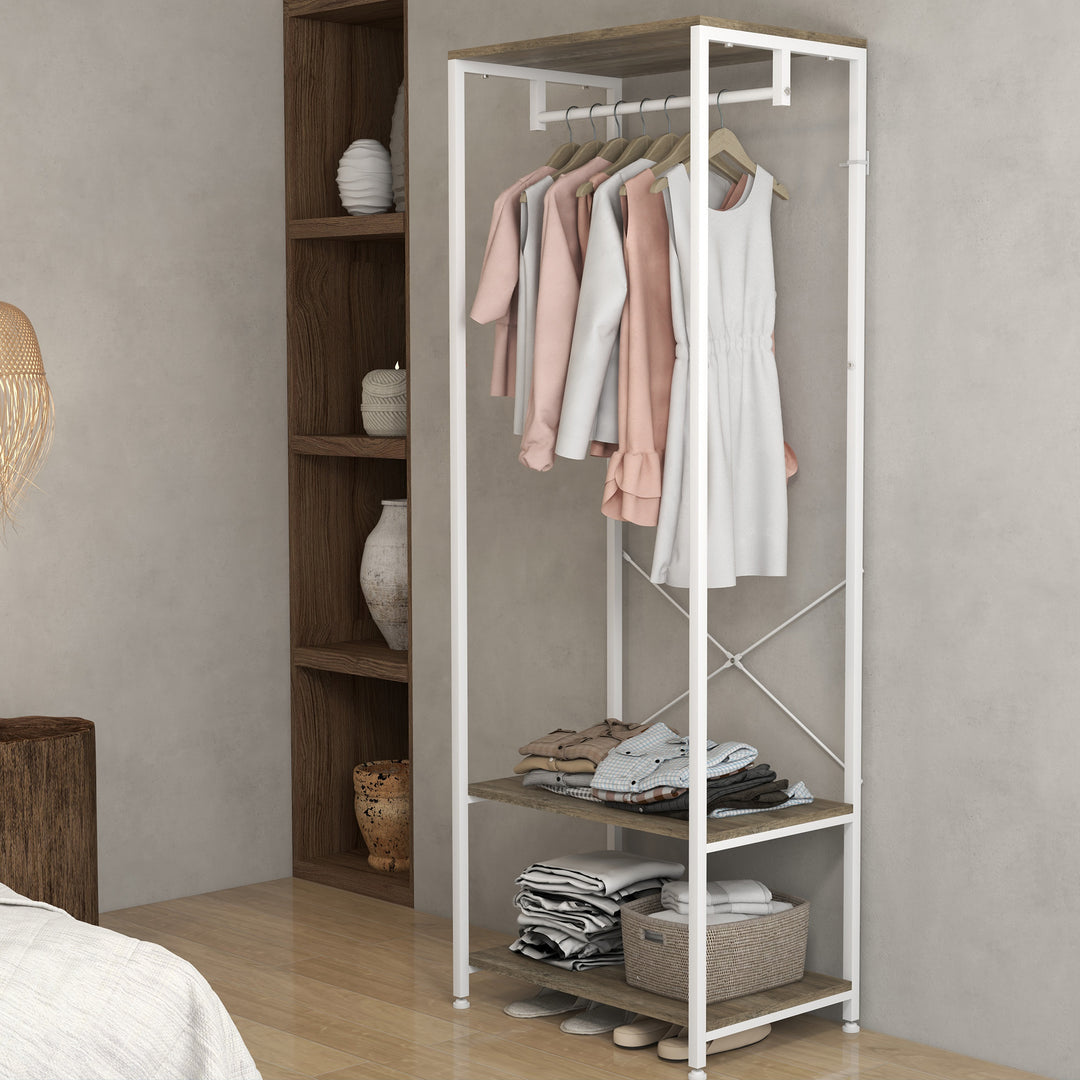 HOMCOM Hallway Coat Rack and Shoe Bench Tree - Grey | Aosom UK