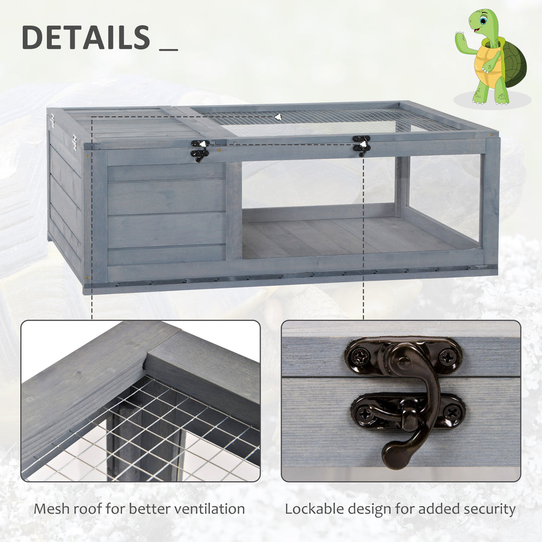 MCL Tortoise House, Small Reptile Wooden House, with Mesh Roofs, Side Panels, for Turtles, Lizards, Geckos and Snakes