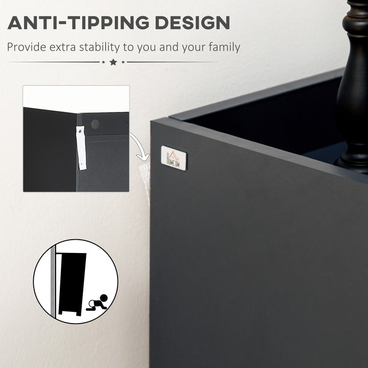 MCL High Gloss Shoe Cabinet with White Doors and Open Shelves, Hallway Shoe Cupboard Storage Organiser for 15 Pairs of Shoes, Grey