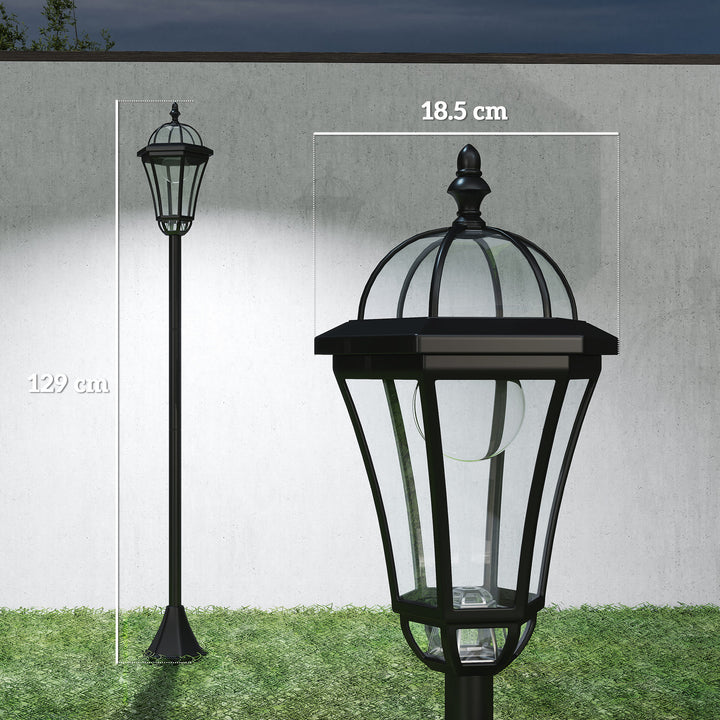 2 PCS 1.3M Garden Solar Lamp Post Lights Solar Powered LED Lantern Patio Pathway Walkway Outdoor Water-Resist Auto Switch 6 Hours Black