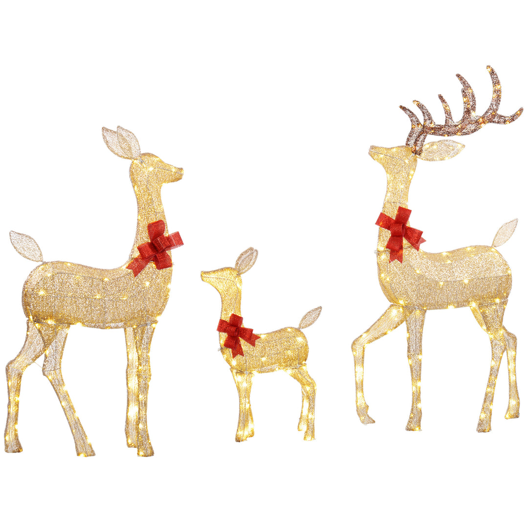 Lighted Reindeer Christmas Decorations Outdoor, 3-Piece Light Up Deer 