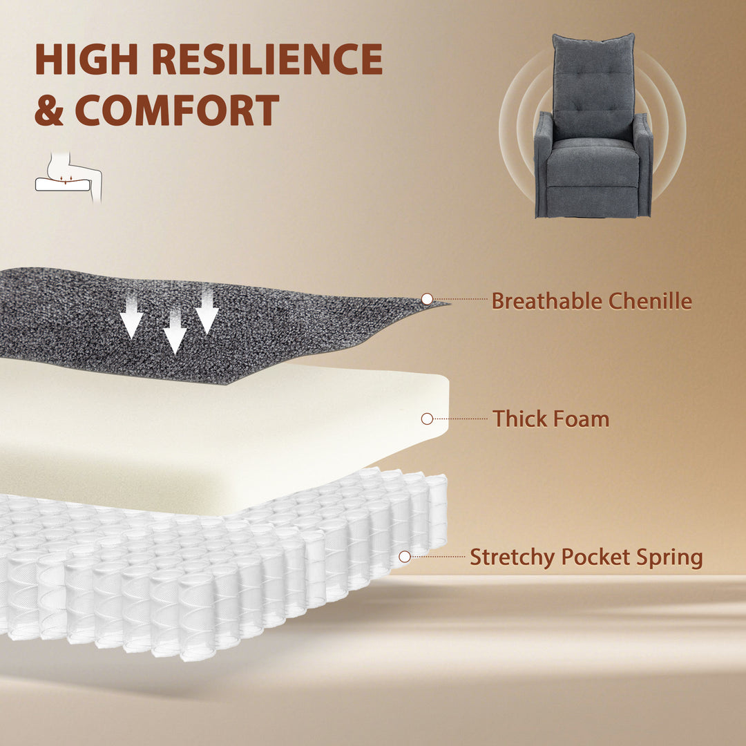 Recliner Armchair, Chenille Recliner Chair with Massage and Heat, 360°