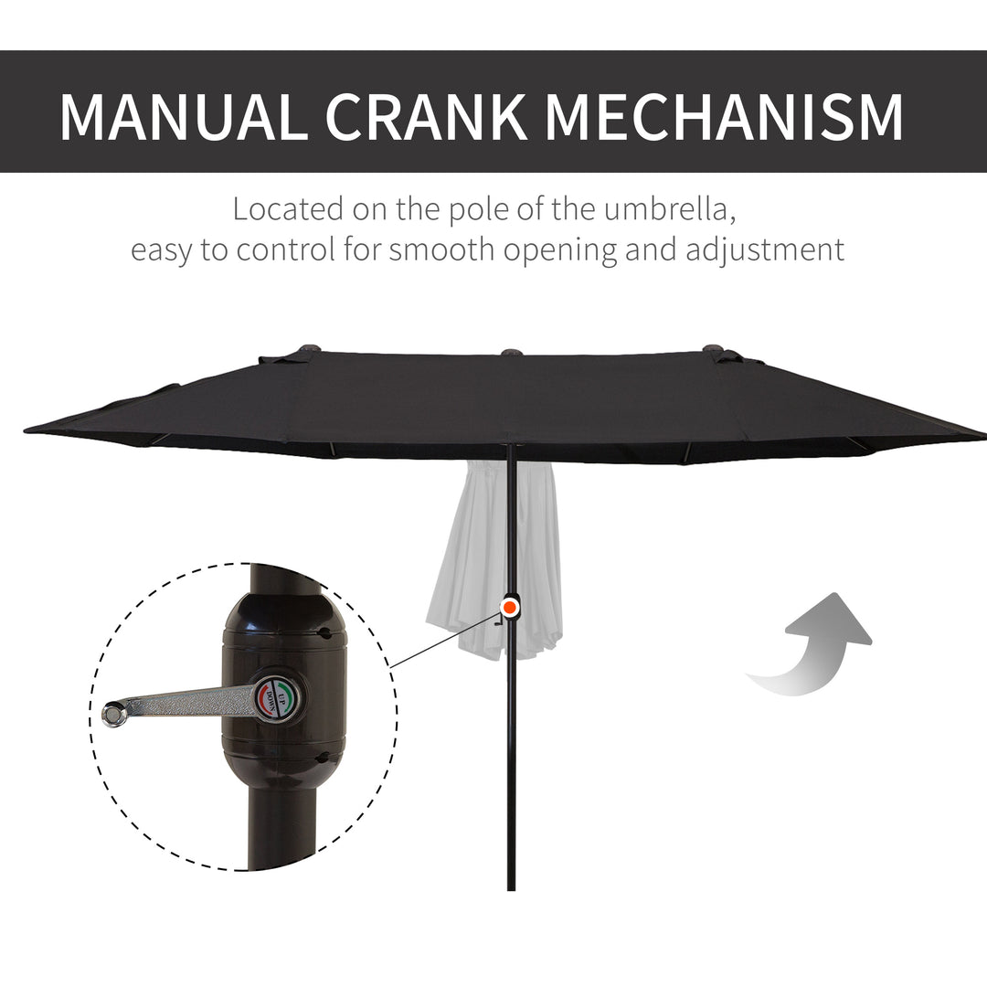 4.6m Double Garden Parasol - Black