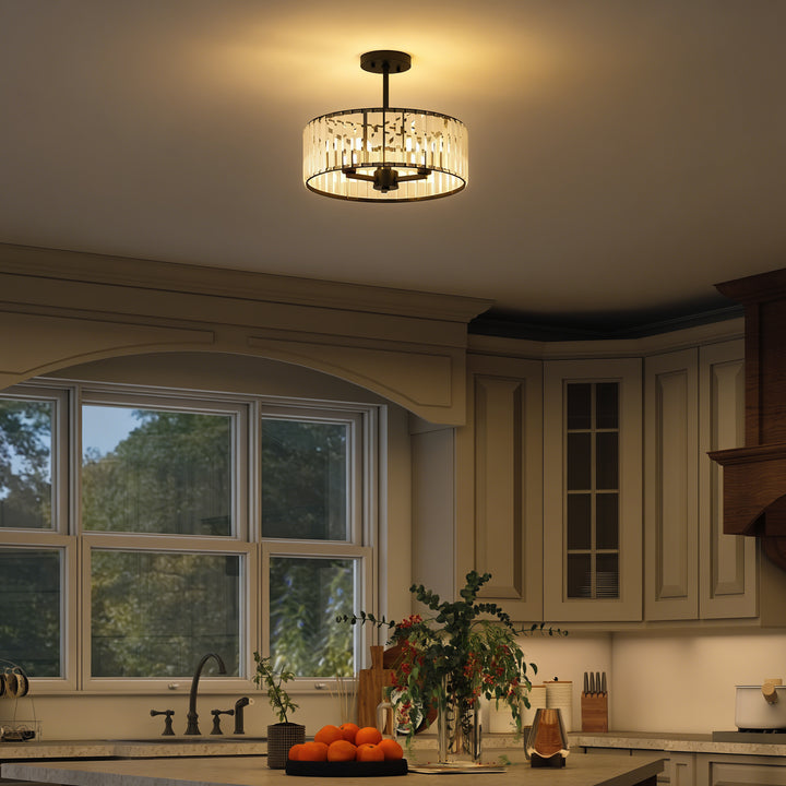 Crystal Ceiling Light, Semi Flush Mount Modern Crystal Chandelier Ceil