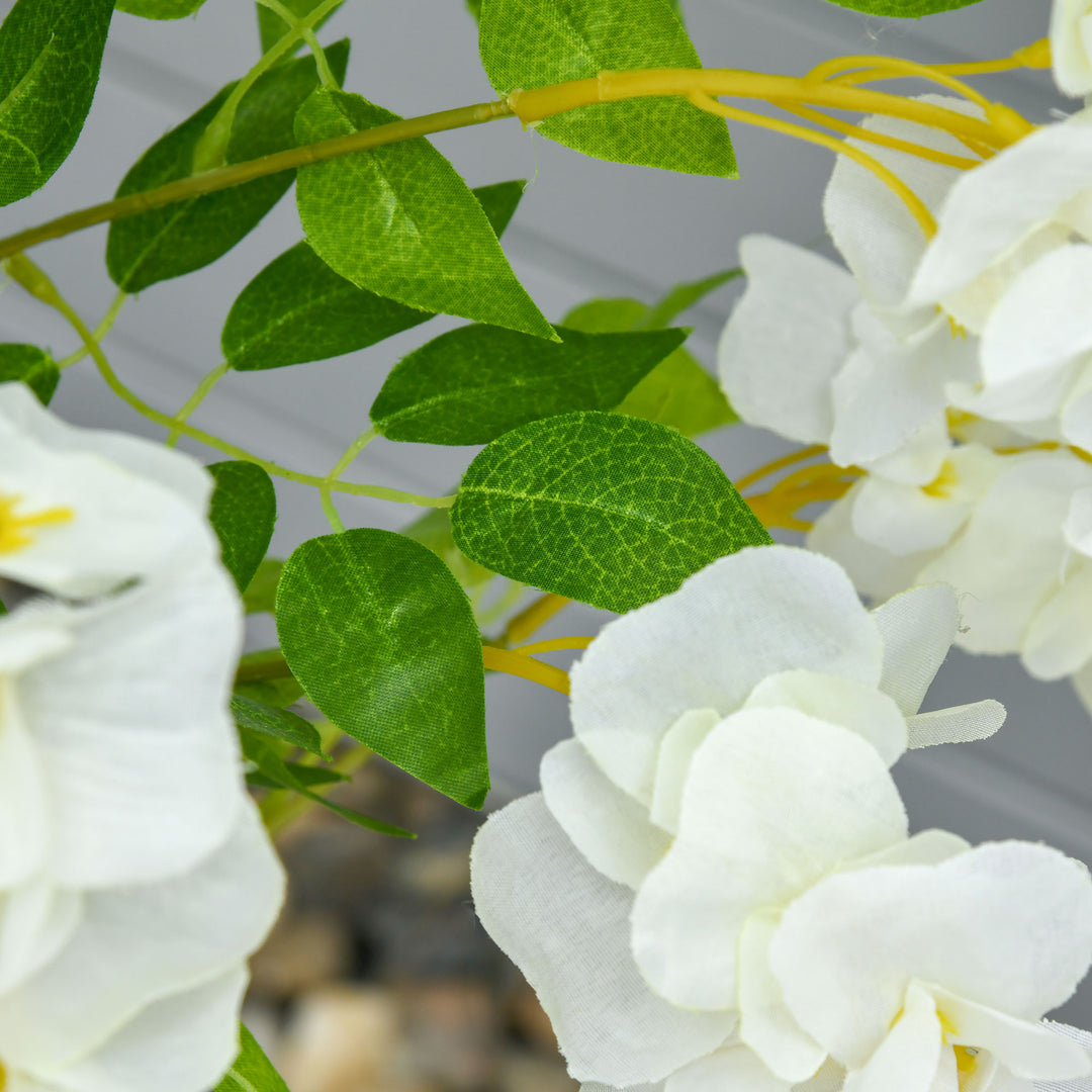 MCL Artificial Realistic White Wisteria Tree Faux Decorative Plant in Nursery Pot for Indoor Décor, 160cm
