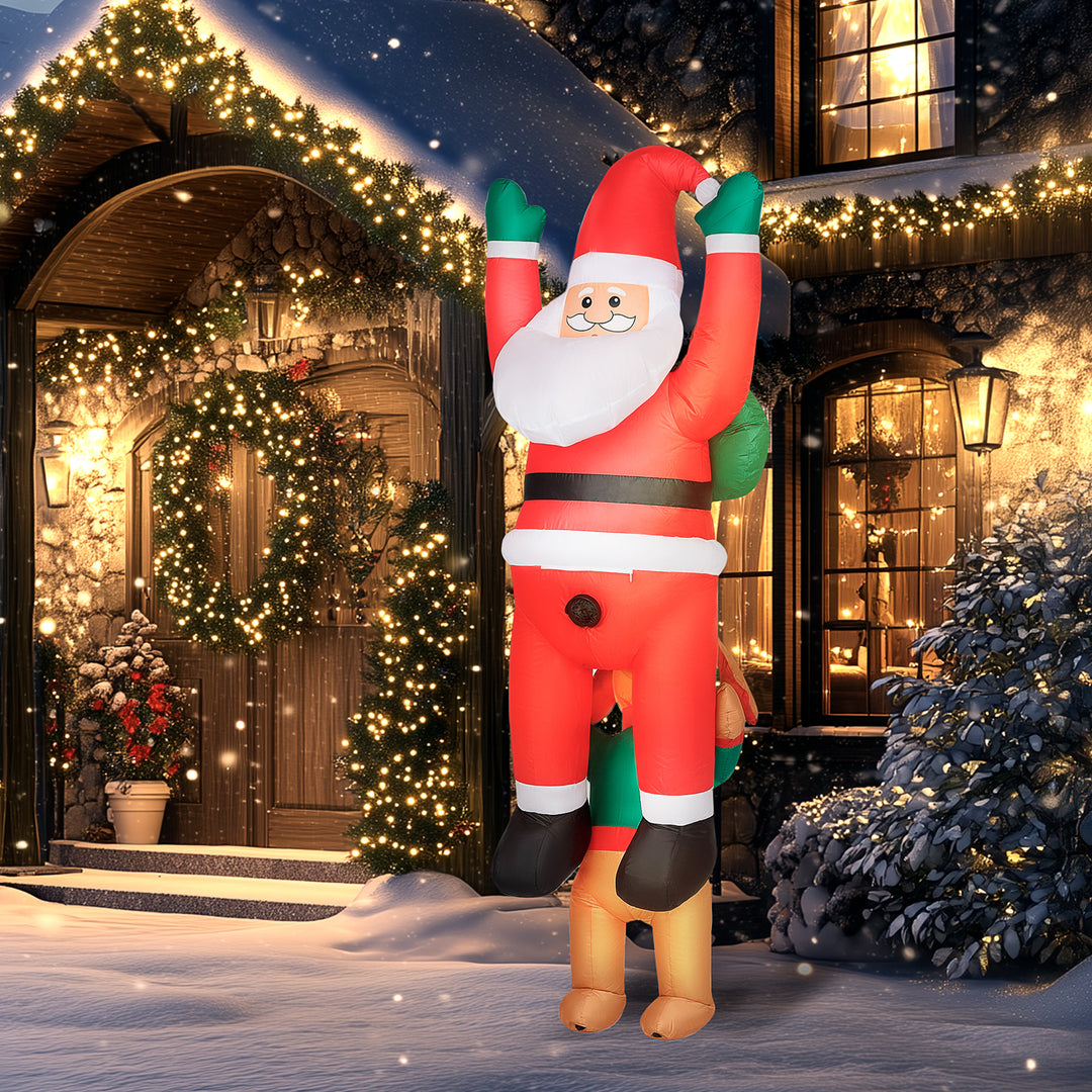 MCL 7FT Hanging Christmas Inflatable Santa with Dog, Christmas Blow Up Decoration with Built-in LED Lights for Garden, Indoor Outdoor Home Decor