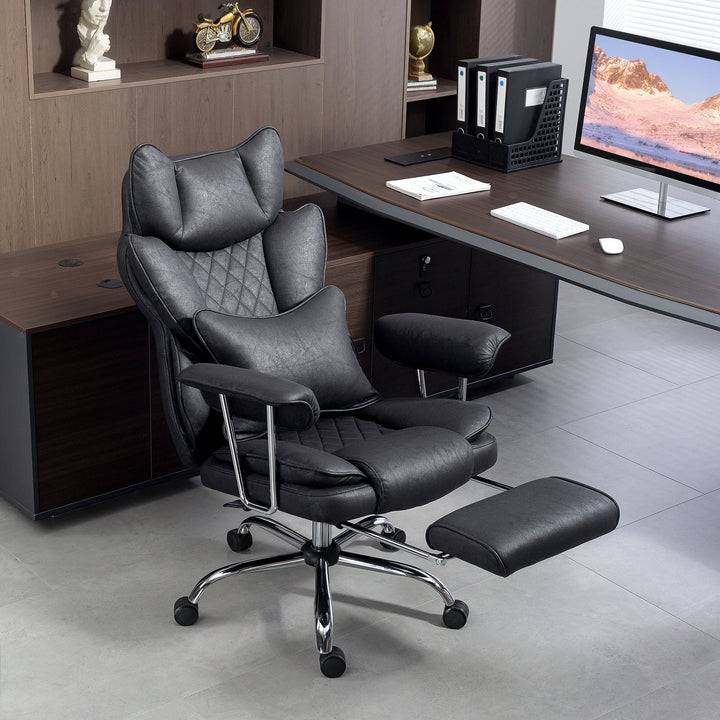 Leathaire Reclining Office Chair with Lumbar Support Pillow