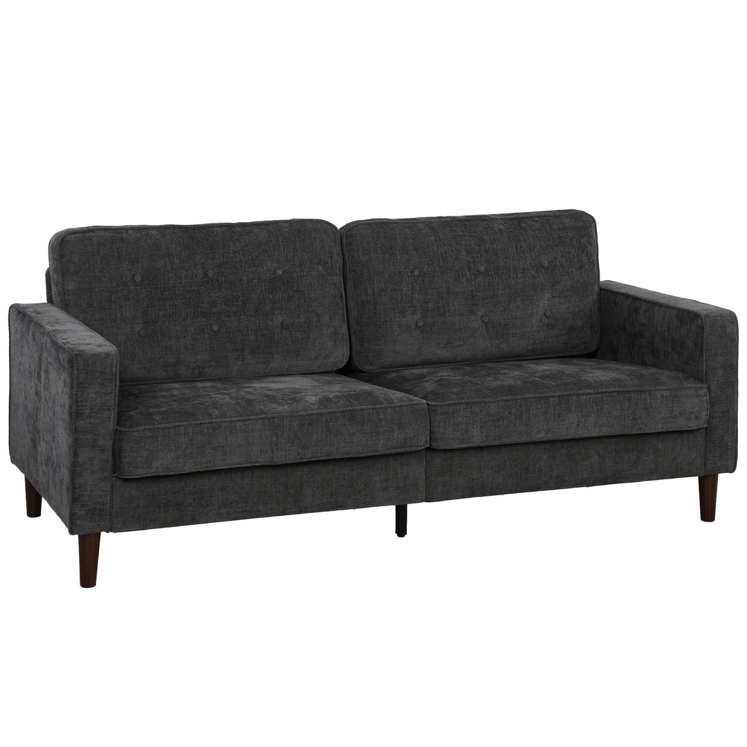 3 Seater Sofa Button Tufted Upholstered Couch with Wood Legs for Livin