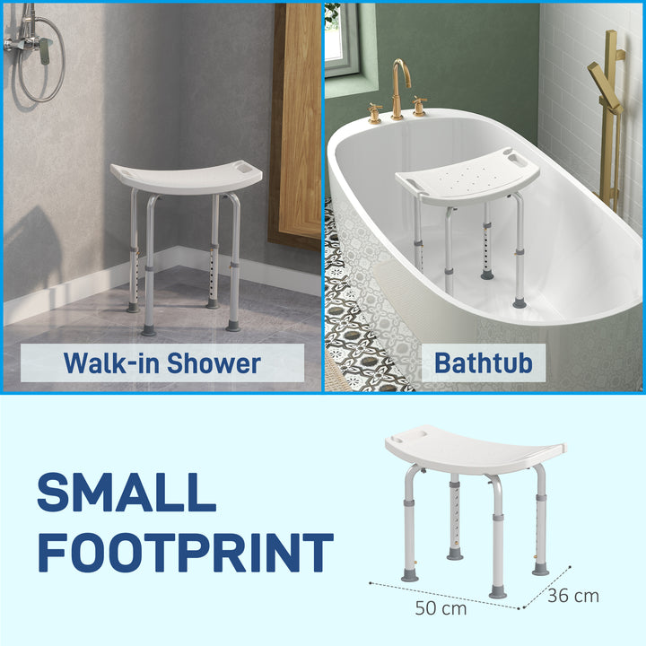 MCL Height Adjustable Bath Stool, Aluminium Shower Stool with Non-Slip Pads for Elderly, Disabled, Seniors, Pregnant, White