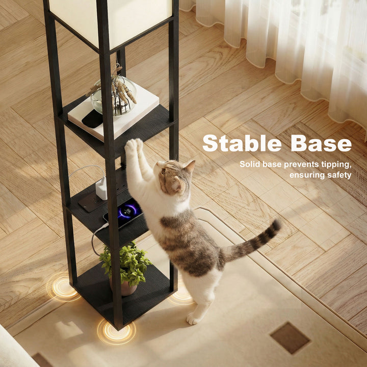 Floor Lamp with Shelves, 3 Layer Column Modern Standing Lamp for Livin