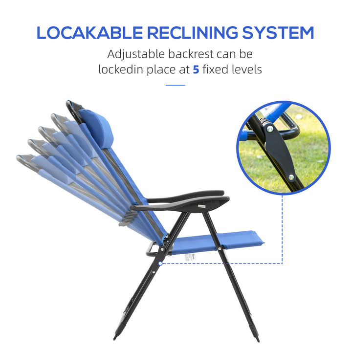 Folding Garden Chairs Set of 2, 5-Position Recliner Camping Chair with