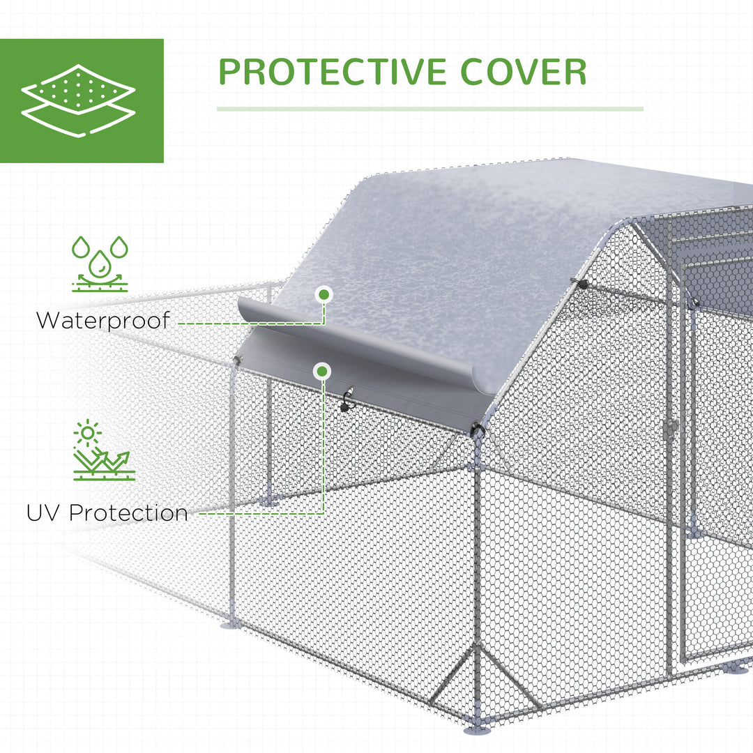 Walk In Chicken Run Chicken Coop with Roof Outdoor for 10-12 Chickens, Hen House, Duck Pen, 2.8 x 3.8 x 2 m