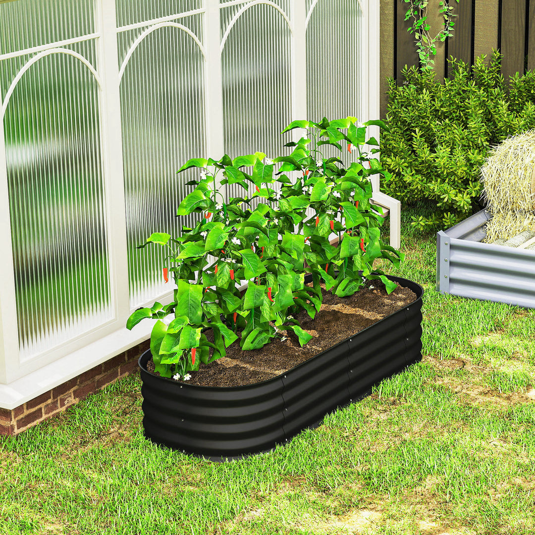 Galvanised Raised Garden Bed, Metal Planter Box with Safety Edging, fo