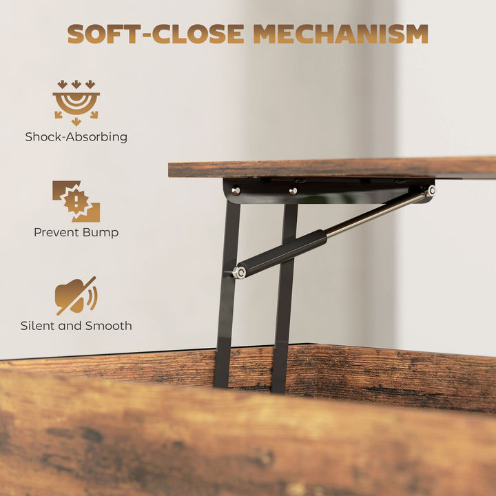 Lift-Top Coffee Table, with Storage - Rustic Brown