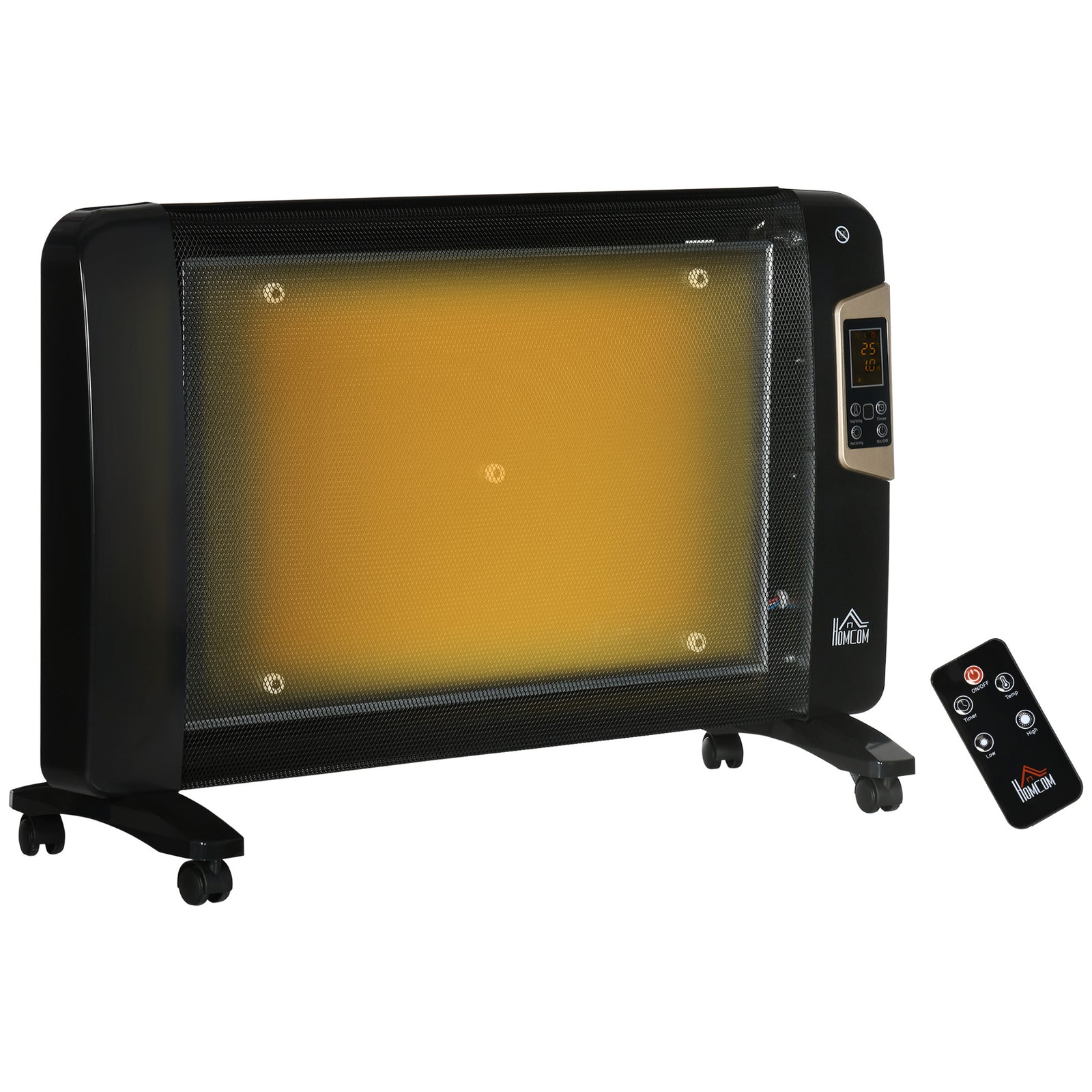 Mica Electric Space Heater, Portable Heater for Home with 2 Heat Settings, Living Room, Study, Garage, Adjustable Temperature 18-30°C, 1000W/2000W, Black