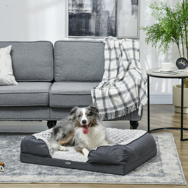 PawHut Calming Dog Bed Pet Mattress w/ Removable Cover, Anti-Slip Bottom, for Medium Dogs, 90L x 69W x 21Hcm - Charcoal Grey