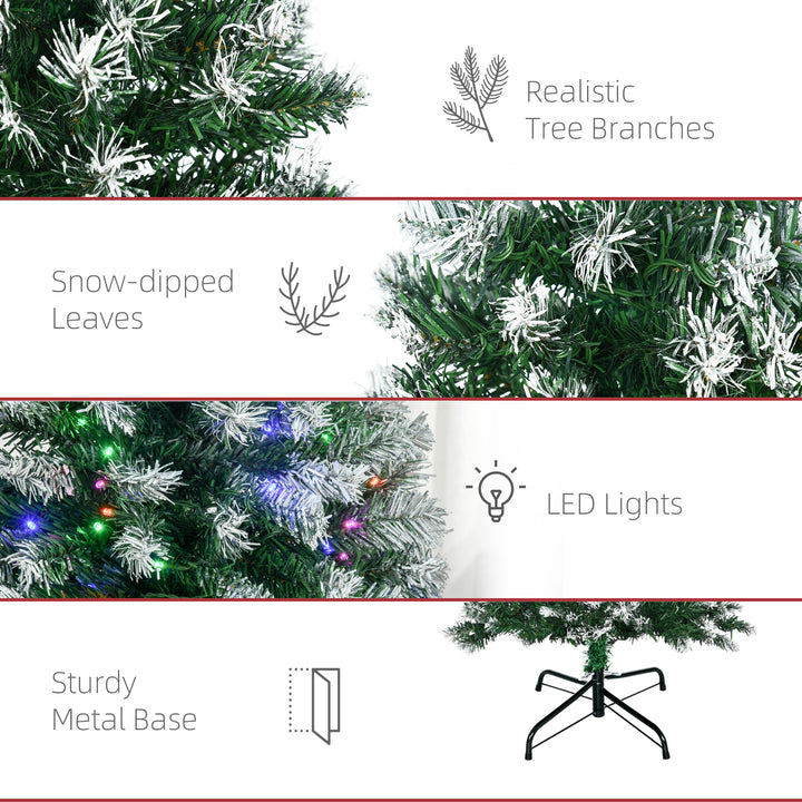 HOMCOM 5' Tall Prelit Pencil Slim Artificial Christmas Tree w/ Realistic Branches, 250 Colourful LED Lights & 408 Tips, Xmas Decoration | Aosom UK