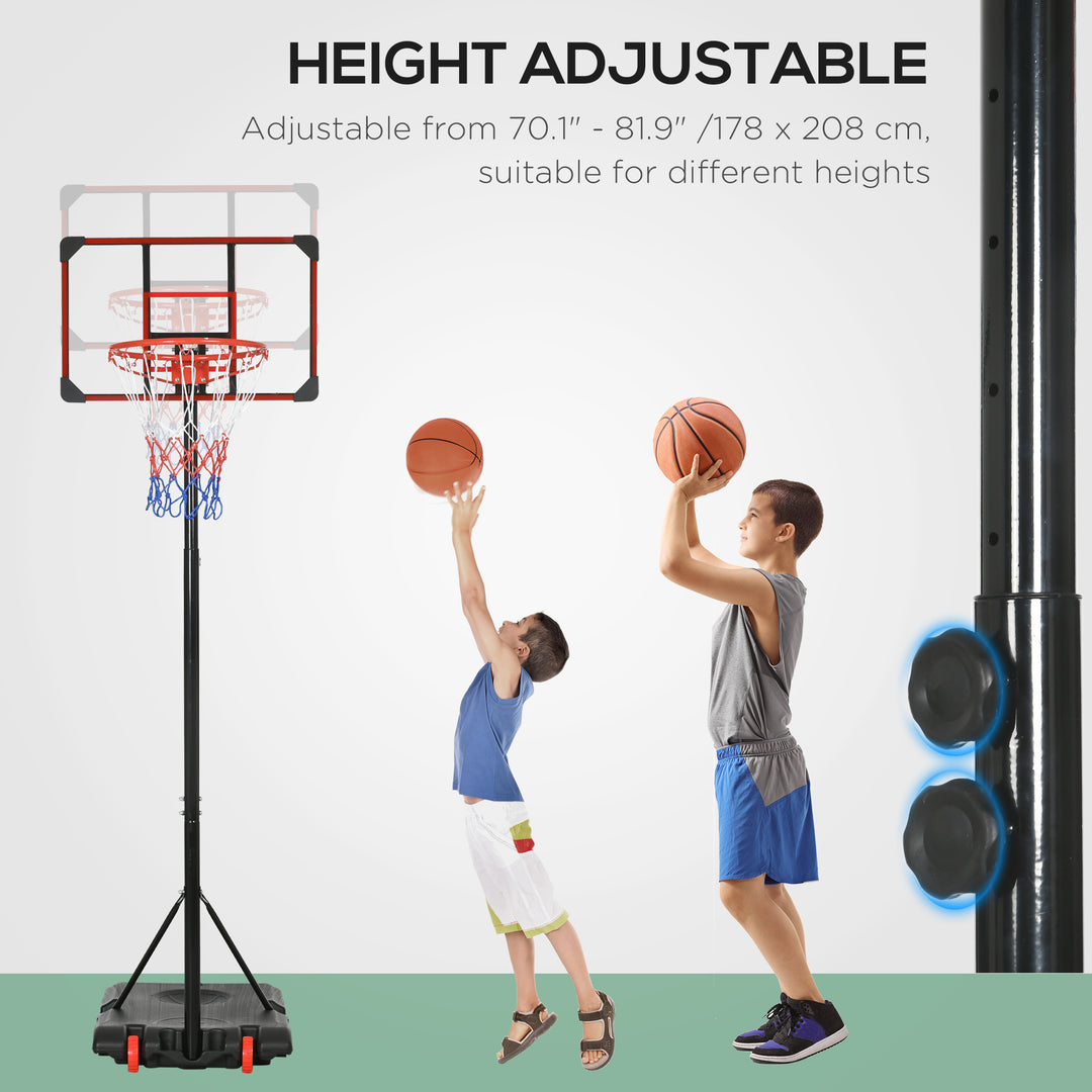 SPORTNOW Height Adjustable Basketball Hoop and Stand for Kids with Sturdy Backboard and Weighted Base, Portable on Wheels, 1.8-2m | Aosom UK